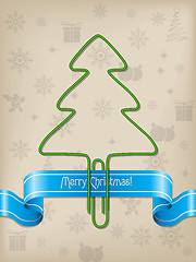 Image showing Christmas greeting with Christmas tree paper clip 