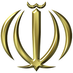 Image showing 3D Golden Coat of Arms of Iran