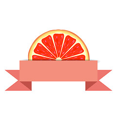 Image showing Grapefruit slice with paper banner