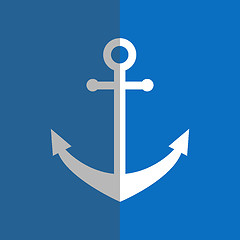 Image showing Flat white anchor on blue