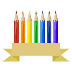 Image showing Colored  pencils and paper banner