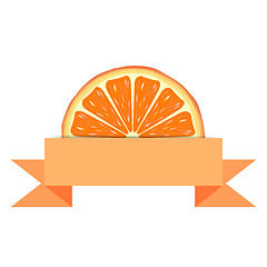 Image showing Orange slice  with paper banner