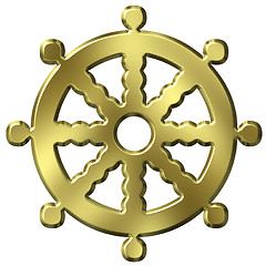 Image showing 3D Golden Buddhism Symbol Wheel of Life