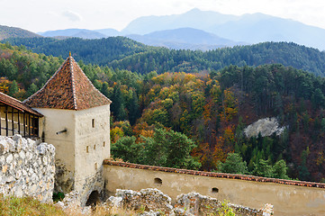 Image showing Medieval fortress in Rasnov, Transylvania, Brasov, Romania