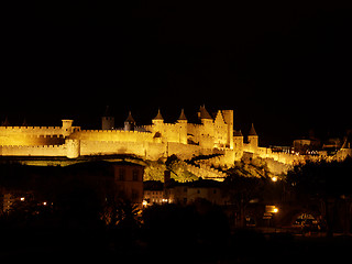 Image showing Carcassonne fortified town at night, France