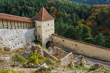 Image showing Medieval fortress in Rasnov, Transylvania, Brasov, Romania