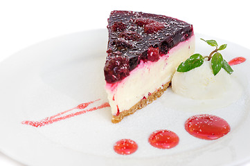 Image showing cherry cheesecake on white background