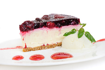 Image showing cherry cheesecake on white background