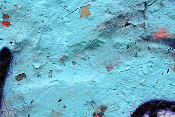 Image showing Rough textured blue wall with stains