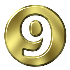 Image showing 3D Golden Framed Number 9