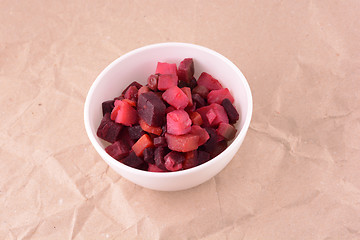 Image showing Beet salad vinaigrette in a white plate