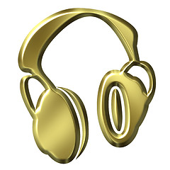 Image showing 3D Golden Headphones