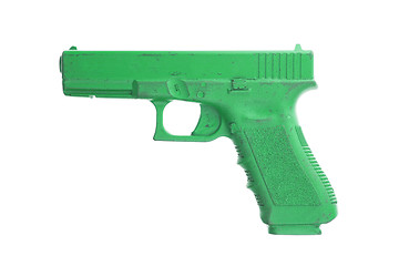 Image showing Dirty green training gun isolated on white