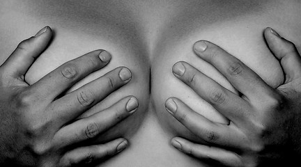 Image showing Hands covering breasts