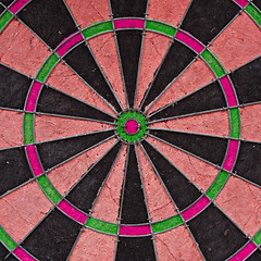 Image showing Close-up of a very old unique dartboard