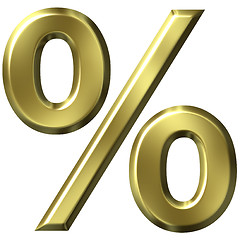 Image showing 3D Golden Percentage Symbol