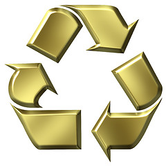 Image showing 3D Golden Recycle Symbol