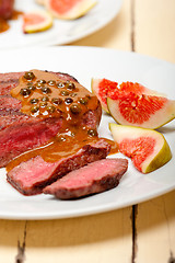 Image showing green peppercorn beef filet mignon