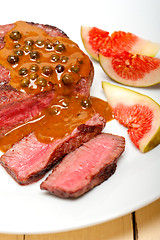 Image showing green peppercorn beef filet mignon