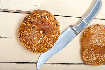 Image showing organic bread over rustic table