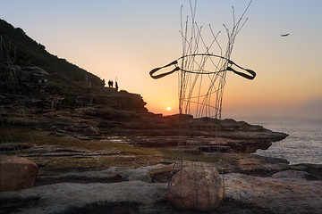 Image showing Stone Baskets sculpture along the coastal walk Bondi