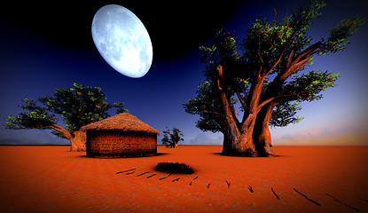 Image showing African village at night 