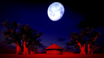 Image showing African village at night 