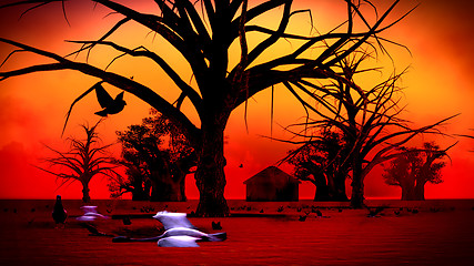 Image showing African village at night 