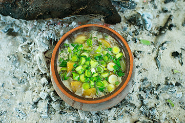 Image showing Roast in a clay pot over charcoal