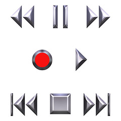 Image showing 3D Silver Audio Buttons