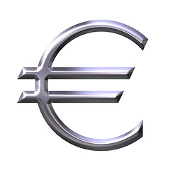 Image showing 3D Silver Euro Currency Symbol