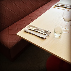 Image showing Table and bench in a restaurant