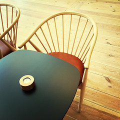 Image showing Table and chair in a restaurant