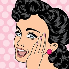 Image showing pop art cute retro woman in comics style