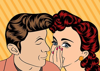 Image showing Man and woman love couple in pop art comic style