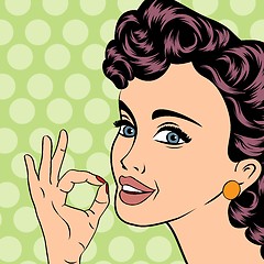 Image showing pop art cute retro woman in comics style