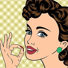 Image showing pop art cute retro woman in comics style