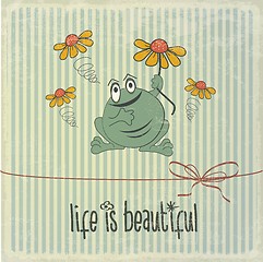Image showing Retro illustration with happy frog and phrase 