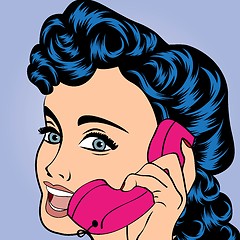 Image showing pop art cute retro woman in comics style