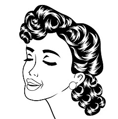 Image showing pop art cute retro woman in comics style