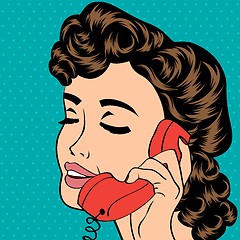 Image showing pop art cute retro woman in comics style