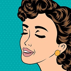 Image showing pop art cute retro woman in comics style