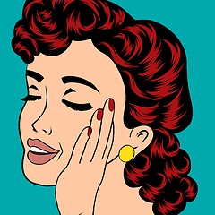 Image showing pop art cute retro woman in comics style