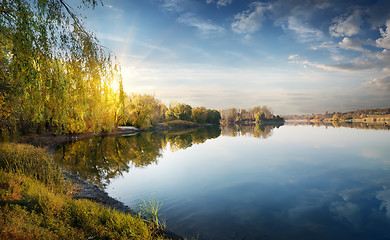 Image showing Morning sun over river