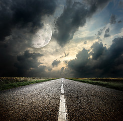 Image showing Highway and the moon