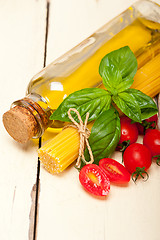 Image showing Italian spaghetti pasta tomato and basil