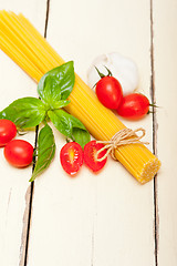 Image showing Italian spaghetti pasta tomato and basil