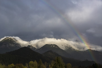 Image showing Landscape of Bavarian mountains with rainbow