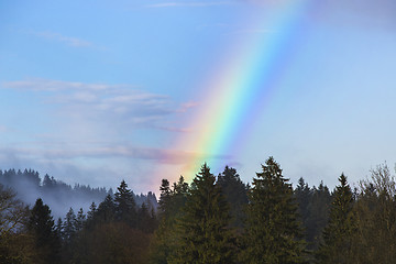 Image showing Landscape of Bavarian mountains with rainbow