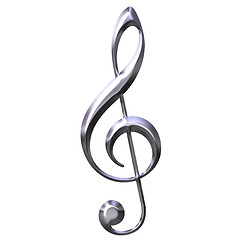 Image showing 3D Silver Treble Clef